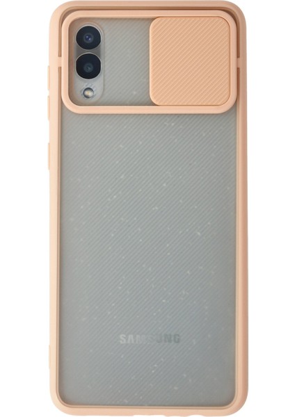 Samsung Galaxy A02 Kılıf Palm Buzlu Kamera Sürgülü Silikon - Pembe 300099
