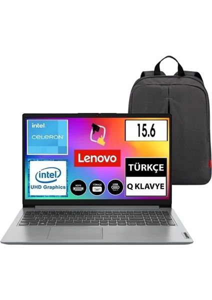 Ideapad Intel Celeron N4020 4gb 128GB SSD W11 15.6 " Taşınabilir Bilgisayar 82V700A8TX Snr Çanta Hediye