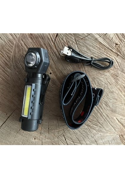 Mıknatıslı Şarjlı Kafa Lambası Kamp Feneri El Lambası El Feneri USB
