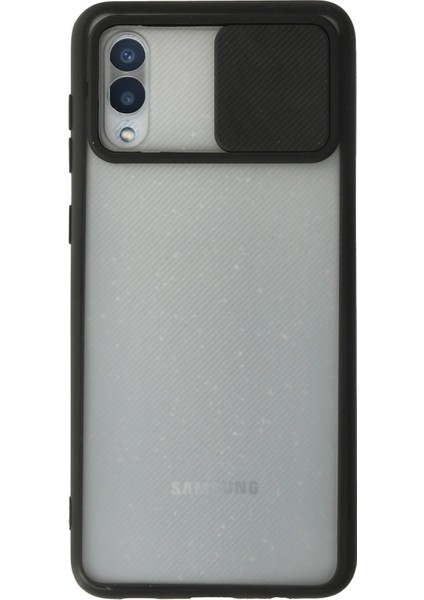Samsung Galaxy A02 Kılıf Palm Buzlu Kamera Sürgülü Silikon - Siyah 300099