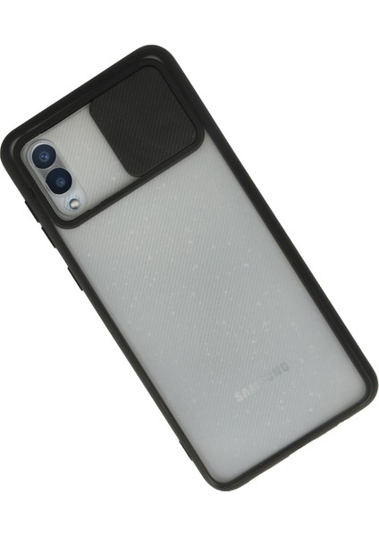 Samsung Galaxy A02 Kılıf Palm Buzlu Kamera Sürgülü Silikon - Siyah 300099