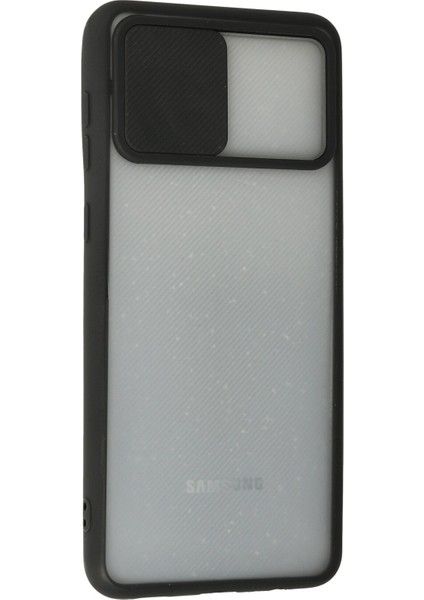 Samsung Galaxy A02 Kılıf Palm Buzlu Kamera Sürgülü Silikon - Siyah 300099