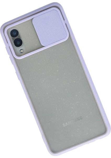 Samsung Galaxy A02 Kılıf Palm Buzlu Kamera Sürgülü Silikon - Lila 300099