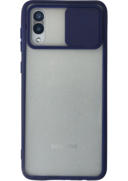 Samsung Galaxy A02 Kılıf Palm Buzlu Kamera Sürgülü Silikon - Lacivert 300099