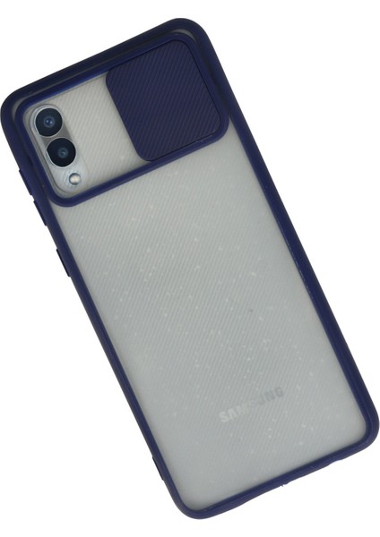 Samsung Galaxy A02 Kılıf Palm Buzlu Kamera Sürgülü Silikon - Lacivert 300099