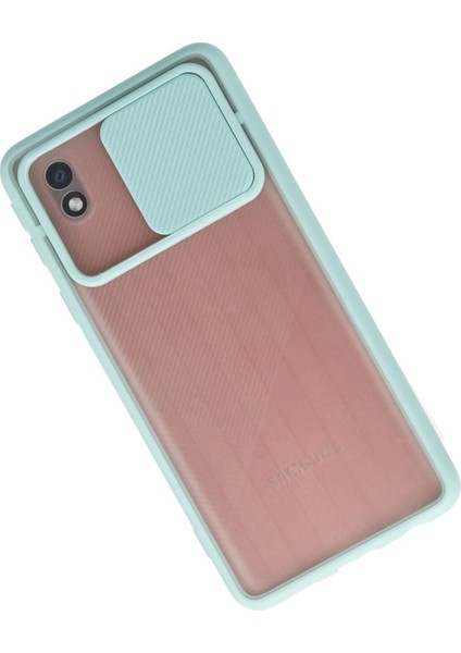 Samsung Galaxy A01 Core Kılıf Palm Buzlu Kamera Sürgülü Silikon - Turkuaz 300099