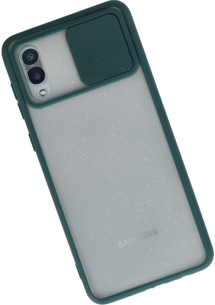 Samsung Galaxy A02 Kılıf Palm Buzlu Kamera Sürgülü Silikon - Yeşil 300099