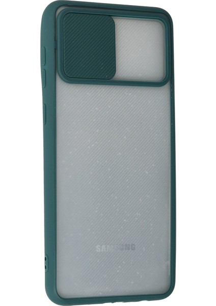 Samsung Galaxy A02 Kılıf Palm Buzlu Kamera Sürgülü Silikon - Yeşil 300099