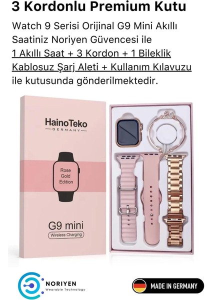 Agm Teknoloji Hainoteko 3 Kordonlu G9 Mini Kadın Akıllı Saat Spor ve Sağlık Sensörlü Watch 9 Series Tasarım Saat