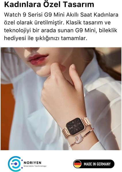 Agm Teknoloji Hainoteko 3 Kordonlu G9 Mini Kadın Akıllı Saat Spor ve Sağlık Sensörlü Watch 9 Series Tasarım Saat