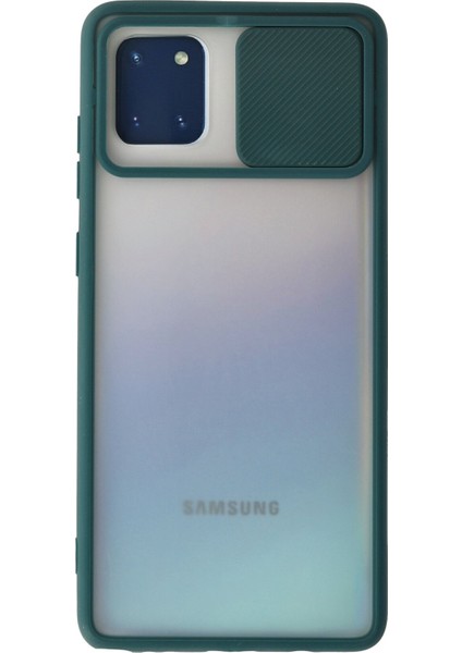 Samsung Galaxy A81 / Note 10 Lite Kılıf Palm Buzlu Kamera Sürgülü Silikon - Yeşil 300099