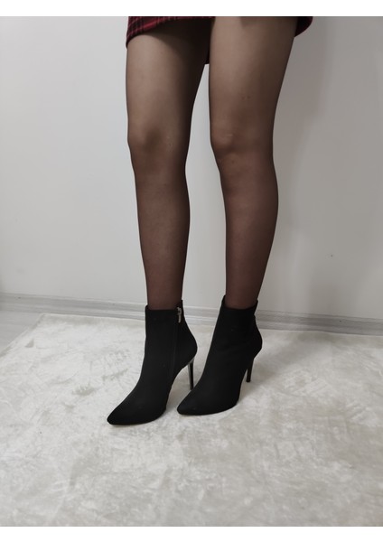 Tuta Ince Topuklu Kadın Kısa Bot - Siyah-Süet - 36 fiyatları