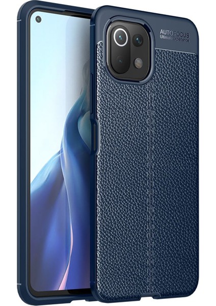Xiaomi Mi 11 Lite Kılıf Focus Derili Silikon - Lacivert 300099