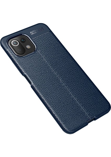 Xiaomi Mi 11 Lite Kılıf Focus Derili Silikon - Lacivert 300099