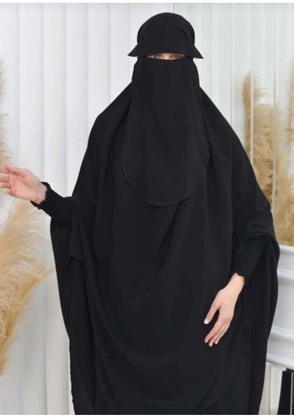 3A Moda 3lü Takım Tesettür Çarşaf Siyah - Standart Beden