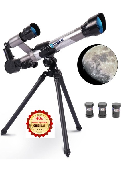 40X Yakınlaştırma 3 Lensli Astronomin Monoküler Eğitici Teleskop Gece Görüş Ay Doğa Gözlem+Tripod