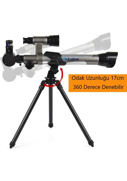 40X Yakınlaştırma 3 Lensli Astronomin Monoküler Eğitici Teleskop Gece Görüş Ay Doğa Gözlem+Tripod