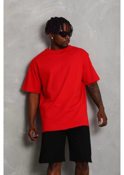 Erkek Düz Bisiklet Yaka T-Shirt 20/1 Penye - Kırmızı fırsatları