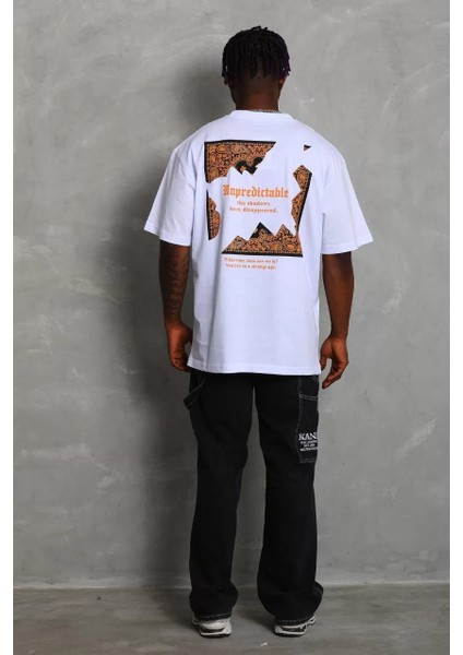 Erkek Baskılı Bisiklet Yaka T-Shirt 20/1 Penye - Beyaz