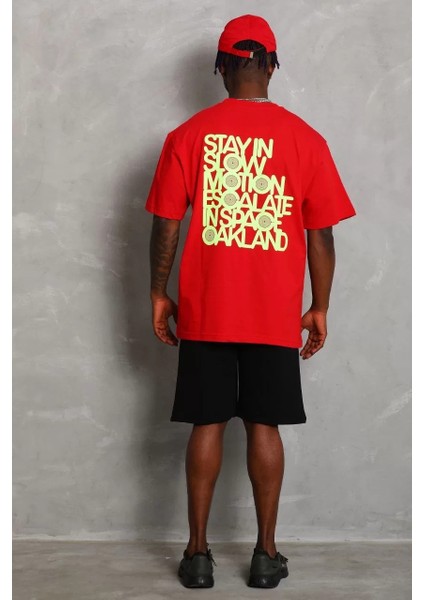 Erkek Baskılı Bisiklet Yaka T-Shirt 20/1 Penye - Kırmızı fırsatları