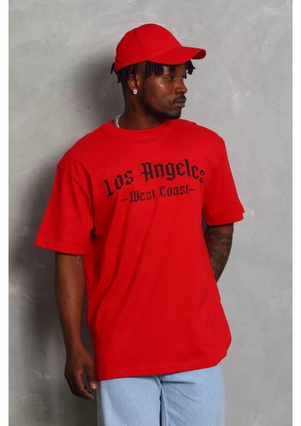 Erkek Baskılı Bisiklet Yaka T-Shirt 20/1 Penye - Kırmızı fırsatları