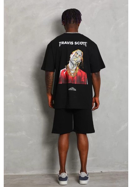 Erkek Baskılı Bisiklet Yaka T-Shirt 20/1 Penye - Siyah indirimleri