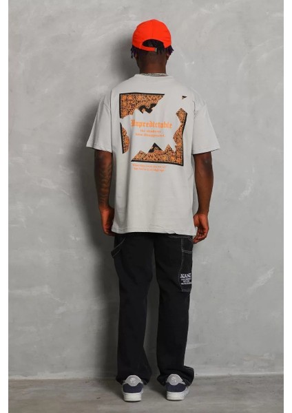 Erkek Baskılı Bisiklet Yaka T-Shirt 20/1 Penye - Gri modelleri