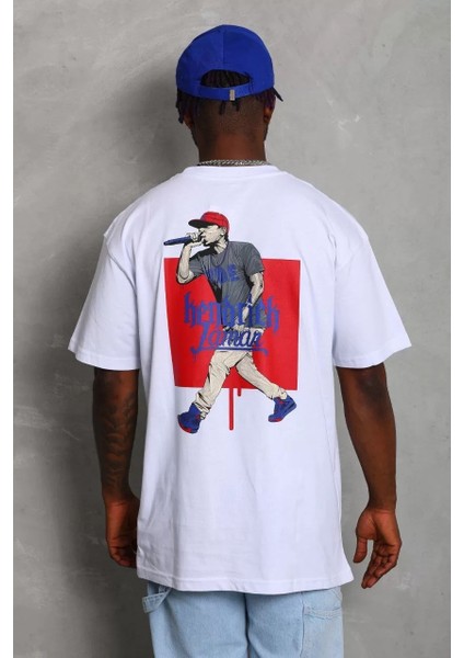 Erkek Baskılı Bisiklet Yaka T-Shirt 20/1 Penye - Beyaz indirimleri