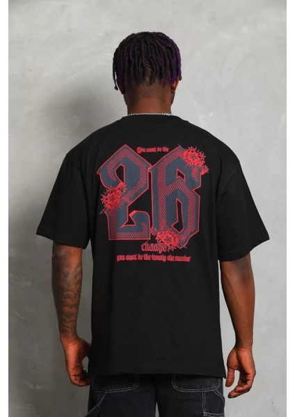 Erkek Baskılı Bisiklet Yaka T-Shirt 20/1 Penye - Siyah fırsatları