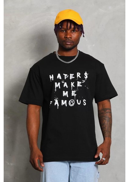 Erkek Baskılı Bisiklet Yaka T-Shirt 20/1 Penye - Siyah