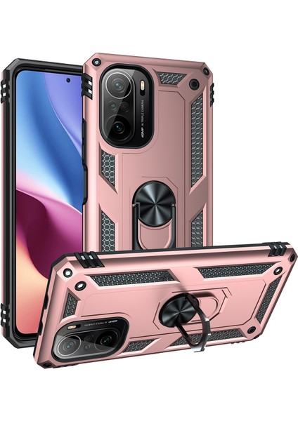 Xiaomi Poco F3 Kılıf Sofya Yüzüklü Silikon Kapak - Rose 300099