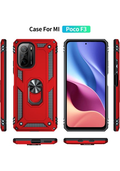 Xiaomi Poco F3 Kılıf Sofya Yüzüklü Silikon Kapak - Kırmızı 300099 modelleri