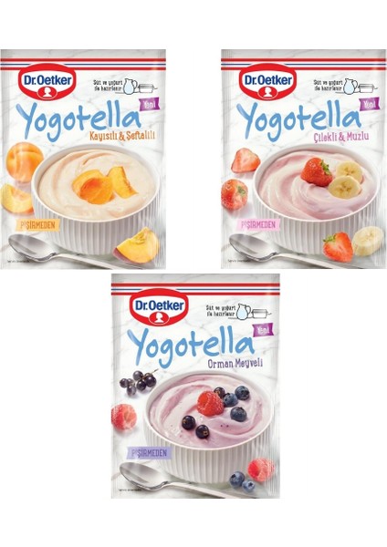 Dr Oetker Dr. oetker Yogotella Çilekli & Muzlu x 3 Adet + Kayısılı & Şeftalili x 3 Adet+ Orman Meyveli X3 Adet