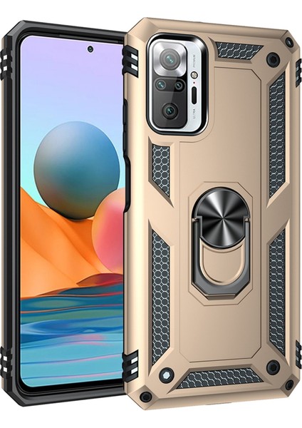 Xiaomi Redmi Note 10 Pro Kılıf Sofya Yüzüklü Silikon Kapak - Gold 300099