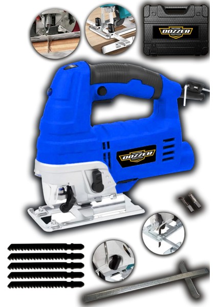 Alman 6000 Watt Bakır Sargılı 6 Kademe Devir Ayarlı Lazerli Dekupaj Testere Makinesi +5 Bıçak