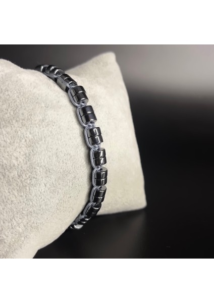 Hematit Ayarlanabilir Ölçü Unisex Doğal Taş Bileklik