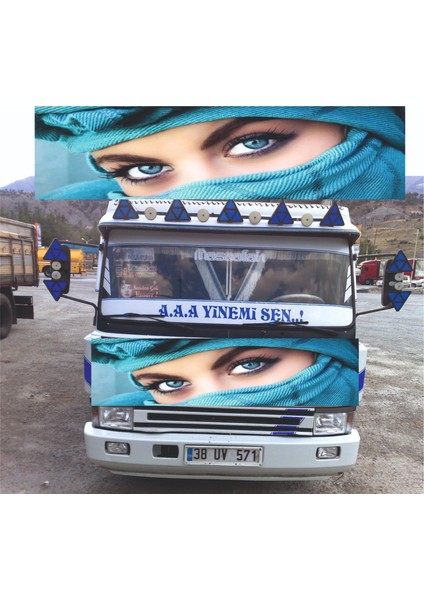 Kamyon Oto Ön Kabin Dijital Baskı Mavi Göz 160X44CM Ölçülerinde
