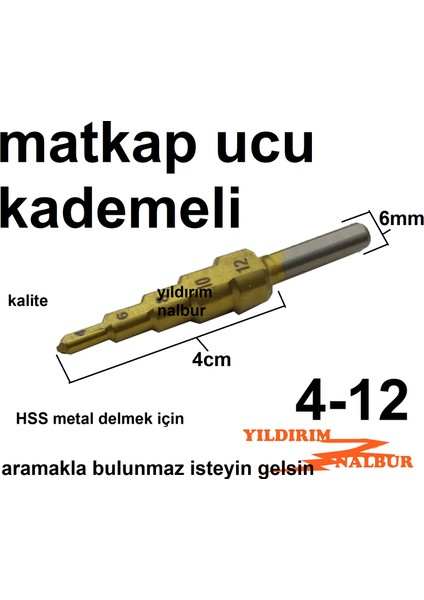 Kademeli Matkap Ucu 4mm x 12MM Konik Matkap Ucu Hobi Matkap Seti