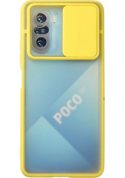 Xiaomi Poco F3 Kılıf Palm Buzlu Kamera Sürgülü Silikon - Sarı 300099