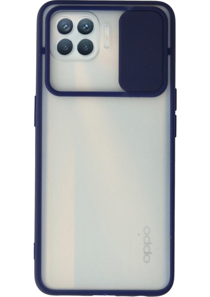 Oppo Reno 4 Lite Kılıf Palm Buzlu Kamera Sürgülü Silikon - Lacivert 300099