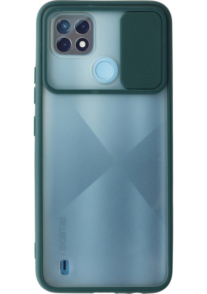 Realme C21 Kılıf Palm Buzlu Kamera Sürgülü Silikon - Yeşil 300099