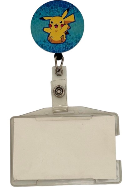 Pikachu Pokemon Temalı Metal Yoyo Kartlık Yoyo Yaka Kartlığı