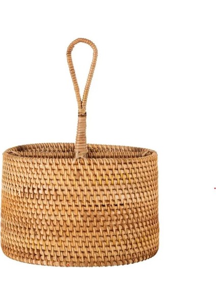 Bohem Yuvarlak Rattan Çatallık ve Kaşıklık, Iskandinav, Modern