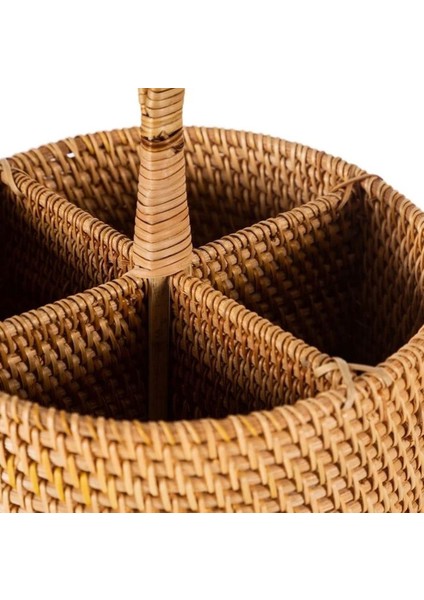 Bohem Yuvarlak Rattan Çatallık ve Kaşıklık, Iskandinav, Modern