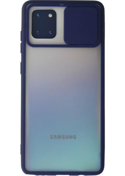Samsung Galaxy A81 / Note 10 Lite Kılıf Palm Buzlu Kamera Sürgülü Silikon - Lacivert 300099