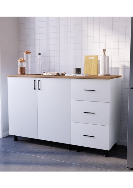 Belo Mini Mutfak Dolabı Alt Modül 120 cm Çekmeceli (Tezgah Dahil)