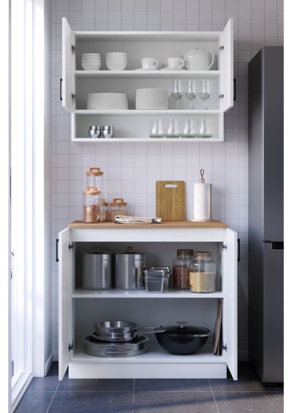 Lidya Mini Mutfak Dolabı Alt Üst Modül 100 cm (Tezgal Dahil)