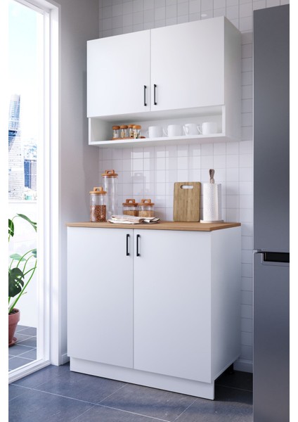 Lidya Mini Mutfak Dolabı Alt Üst Modül 100 cm (Tezgal Dahil)