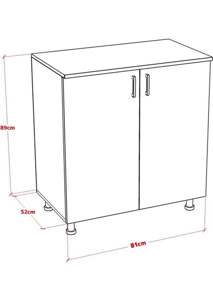 Yeza Alt Modül Mutfak Dolabı 80 cm (Tezgah Dahil)