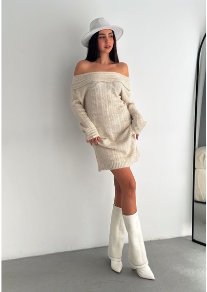 Madonna Yaka Triko Kadın Elbise